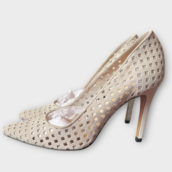 IRO Larson Perforated Suede Pointed Toe Pumps Ecru Size EU 39 - Picture 4 of 12